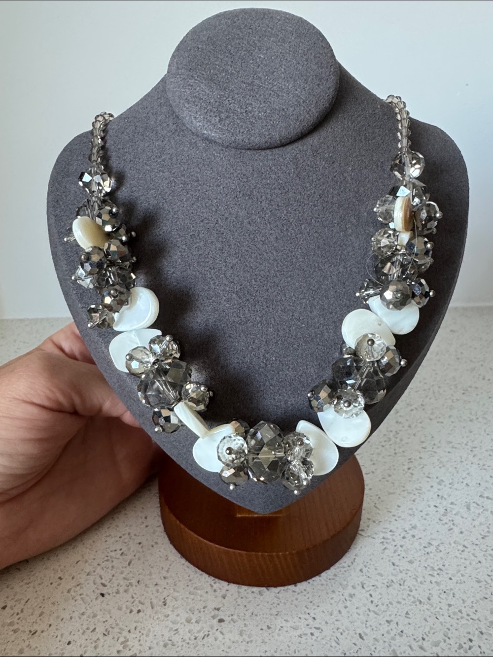 Vintage “You & I” White & Silver Statement Necklace